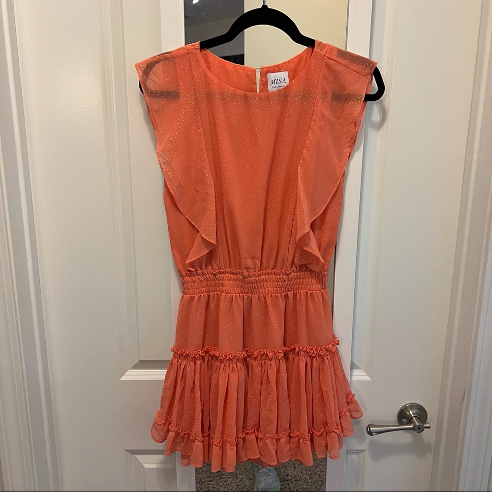 502 MISA Los Angeles Orange Sleeveless Mini Dress